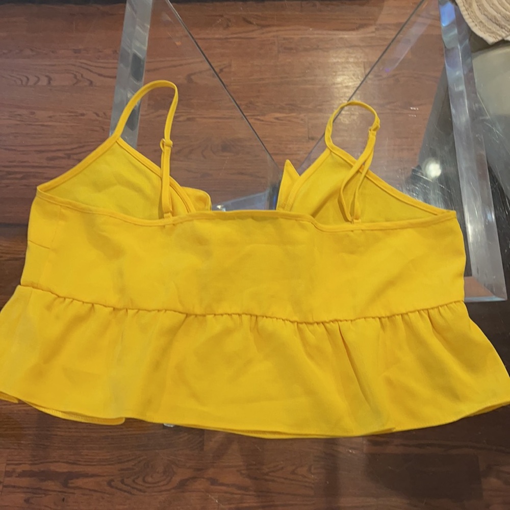 Miss Selfridge Yellow Crop Top View 3
